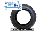 9x3.0-5.5 off-road electric scooter tire with rugged tread pattern for enhanced grip and durability on rough terrain.